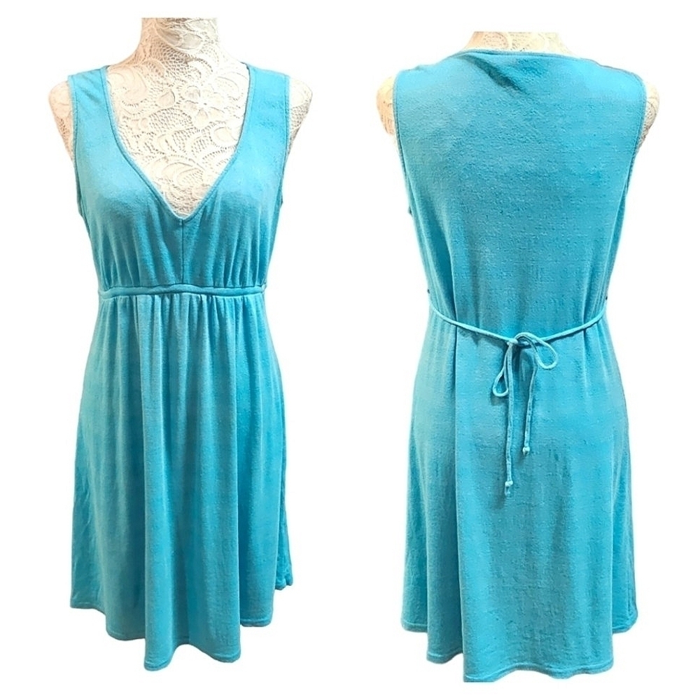 Michael Stars Maternity Sleeveless Belted Dress Size Medium Cotton Nylon V-Neck
